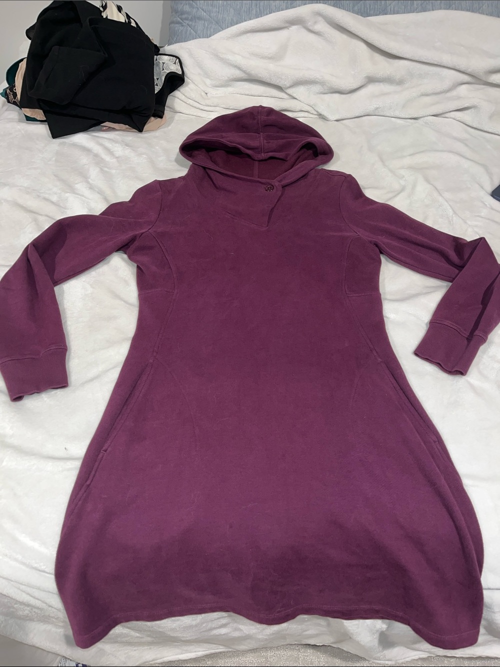 Toad&Co Plum Hooded Sweatshirt Dress
